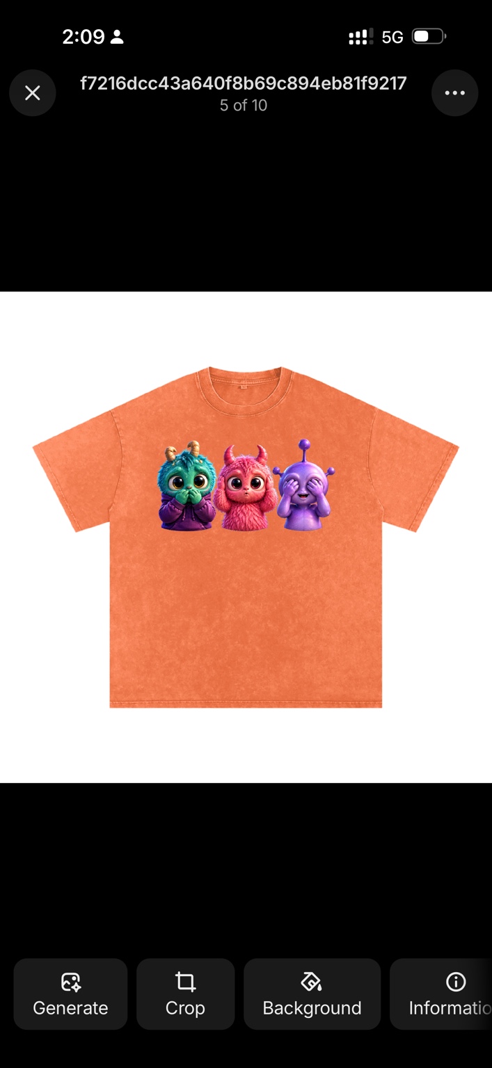 Orange T-shirt with three alien characters